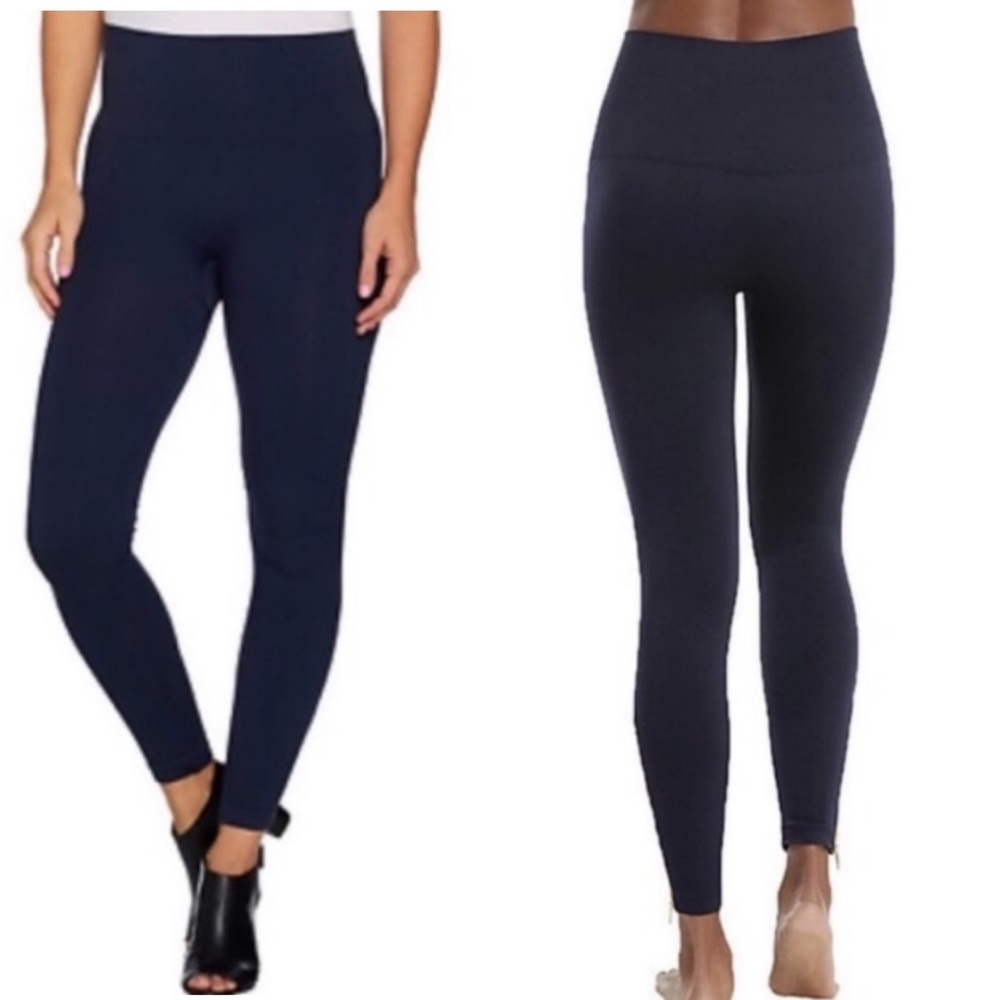 SPANX Look At Me Now Seamless Compression High Waisted Leggings Navy Blue XL 1X